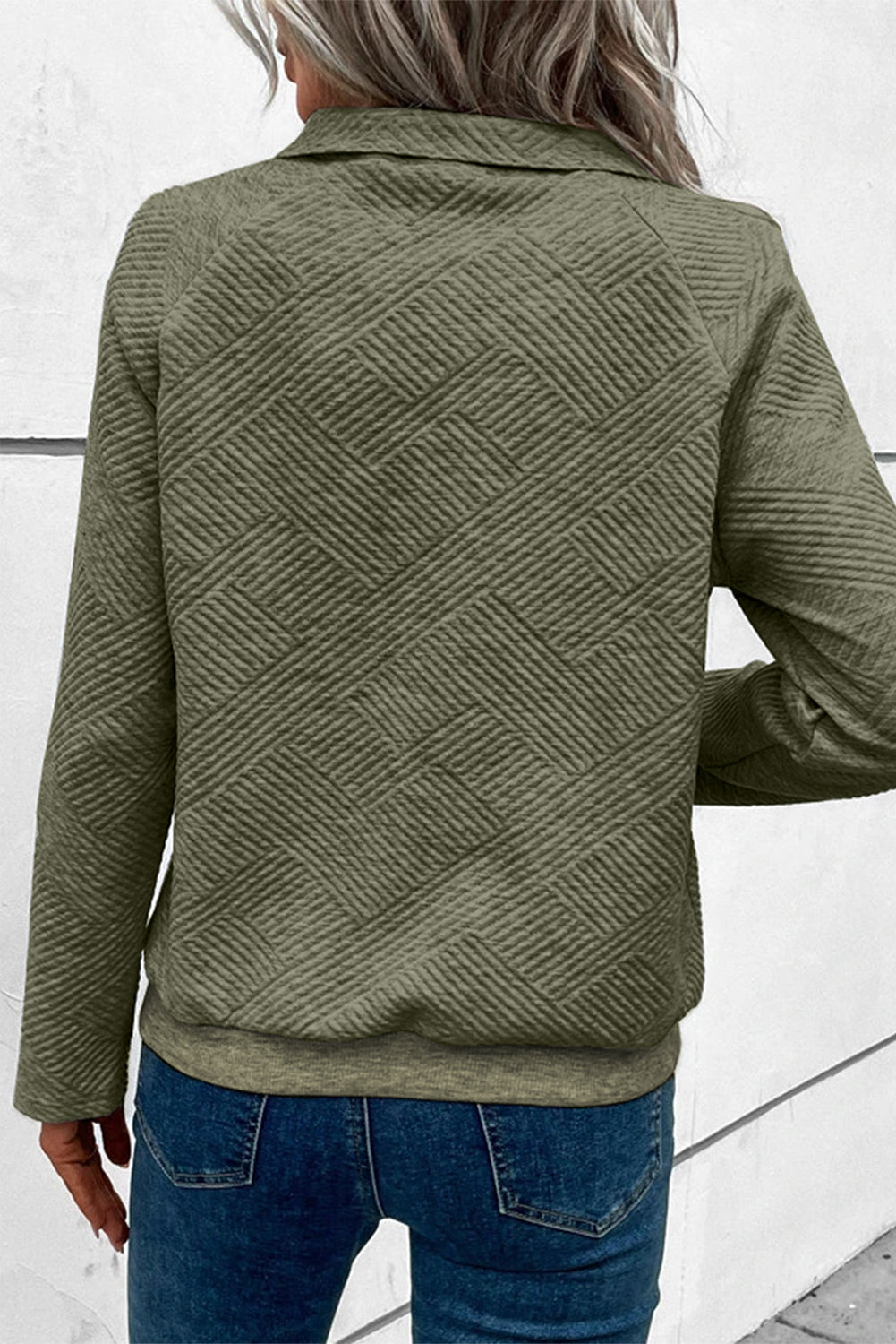 Solid Color Textured Knit Buttoned Kangaroo Pocket Sweatshirt