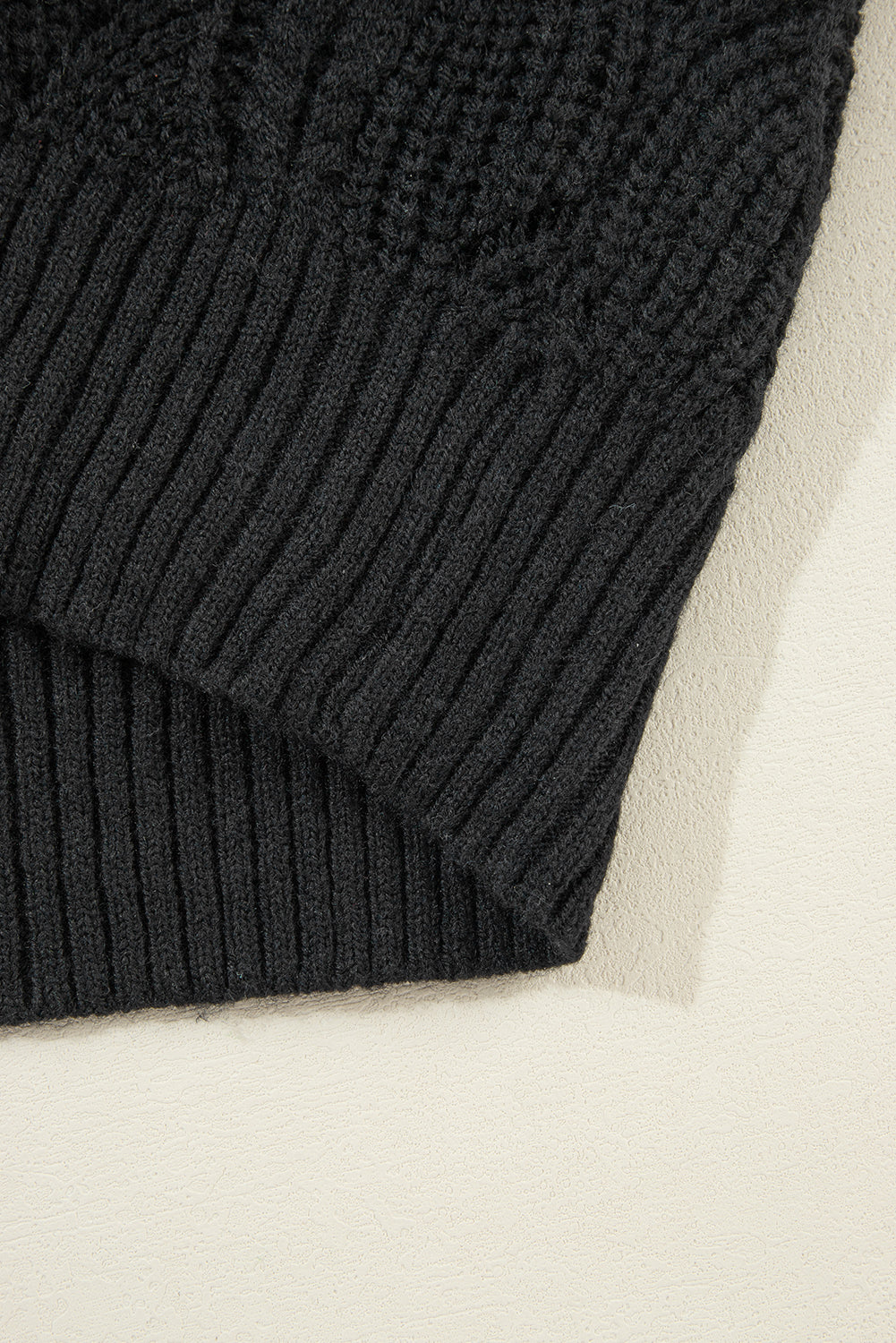 Hollow Out Knit V Neck Drop Shoulder Sweater