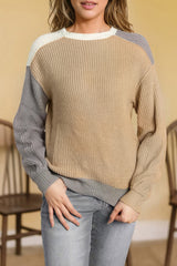 Multicolor Color Block Patchwork Baggy Sweater