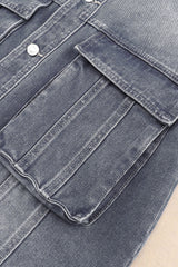 Chest Pockets Drop Shoulder Loose Denim Jacket