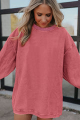 Apricot Ribbed Corded Oversized Sweatshirt