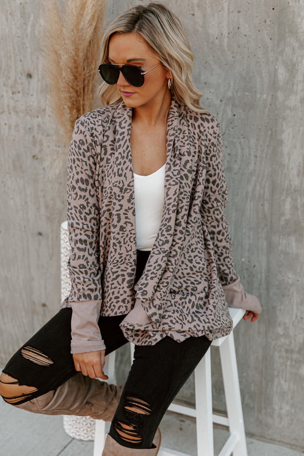 Leopard Open Front Cardigan