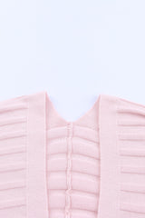 Pink Ribbed Open Front Knit Cardigan