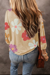 Cute Flower Print Bracelet Sleeve Top