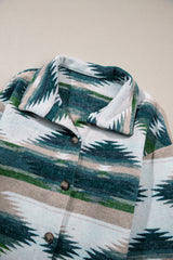 Multicolor Aztec Print Button Up Long Sleeve Jacket