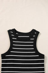 Stripe Ribbed Knit Tank Mini Dress