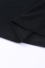 Black Lace Crochet V Neck Long Sleeve Top