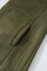 Green Faux Suede Fleece Lined Open Front Jacket