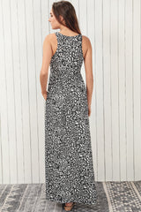 Leopard Print Pocketed Sleeveless Maxi Dress