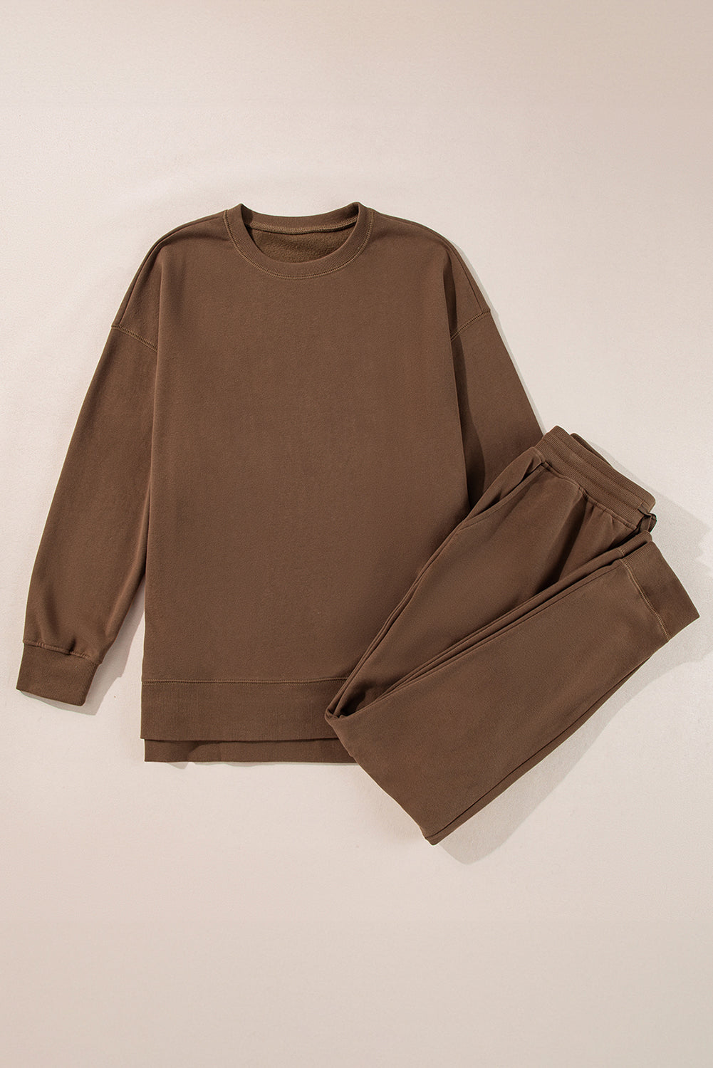 Solid Color High Low Pullover and Skinny Pants Set