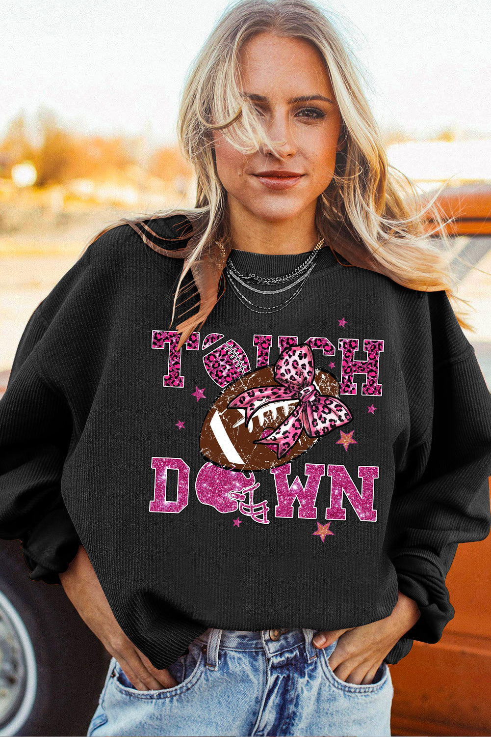 Halloween Bow Rugby Pullover Sweatshirt