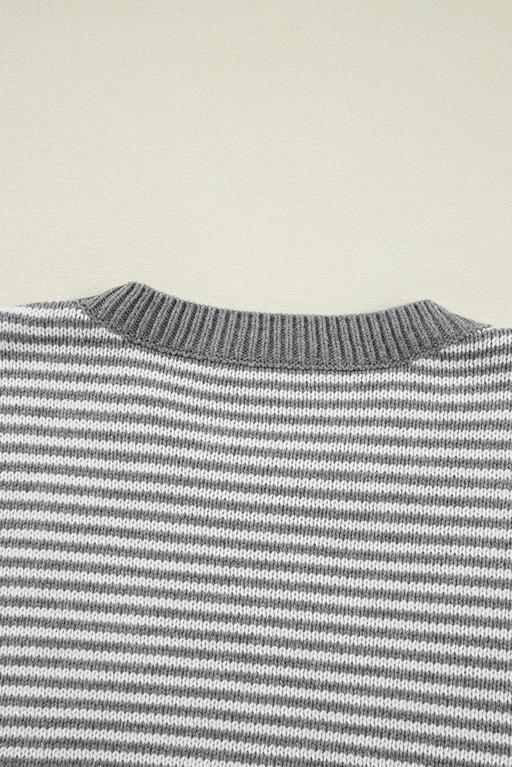 Stripe Geometric Textured Drop Shoulder Sweater