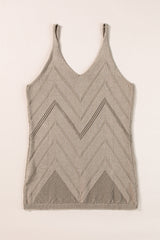 Solid Color Chevron Pointelle Knit Spaghetti Straps Sweater Vest