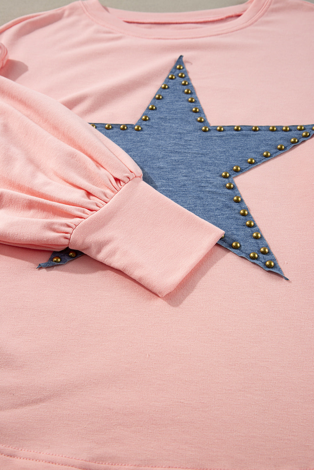 Studded Star Graphic Oversized Long Sleeve Top