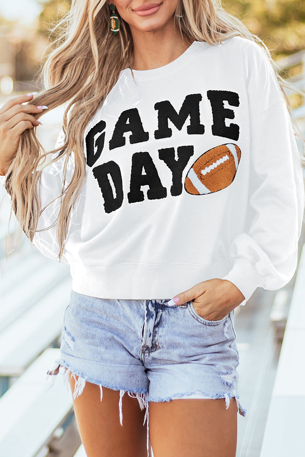 GAME DAY Graphic Varsity Pullover Sweatshirt