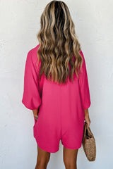 Half Button Collared Loose Romper