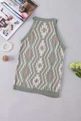 Laurel Green Western Tribal Aztec Pattern Knit Sweater Tank