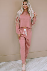 Pink Solid Sport Boxy Fit Pullover & Pants Outfit