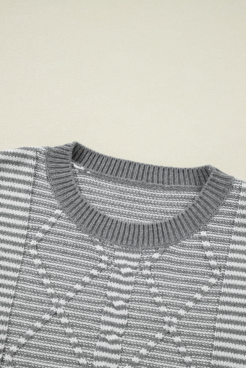 Stripe Geometric Textured Drop Shoulder Sweater