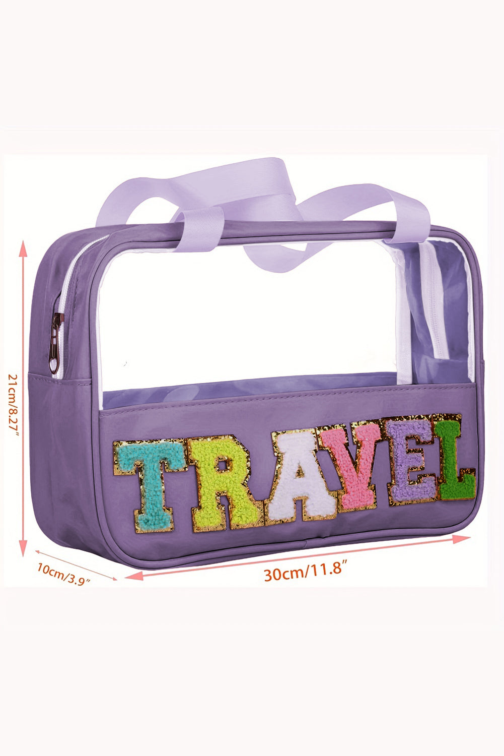 Parchment TRAVEL Chenille Letter Clear PVC Makeup Bag