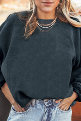 Dark Grey Ribbed Corded Oversized Sweatshirt