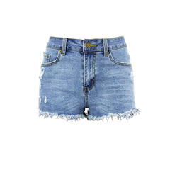 Luvamia Women's High-Rise Denim Raw Hem Ripped Shorts