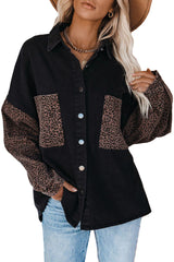 Contrast Leopard Denim Jacket