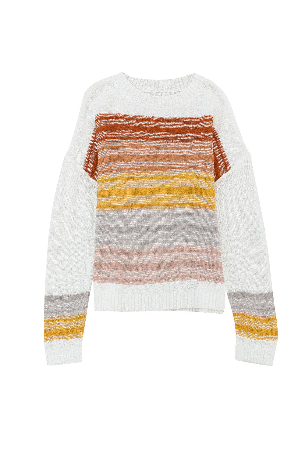 Multicolor Stripe Long Sleeve Round Neck Sweater