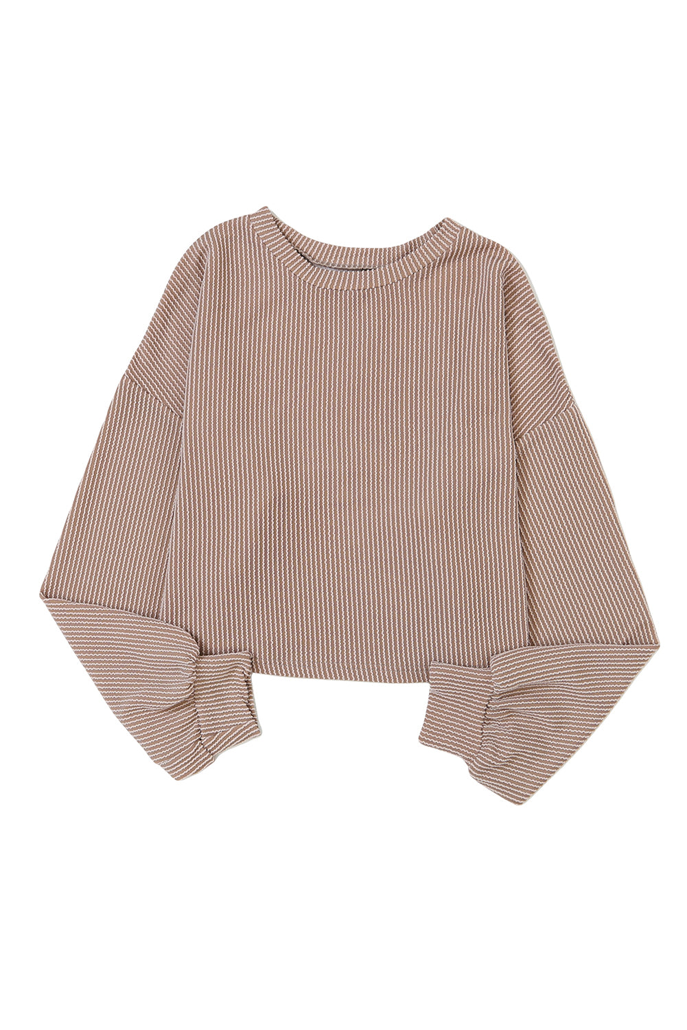 Cording Drop Shoulder Puff Sleeve Casual Long Sleeve Top