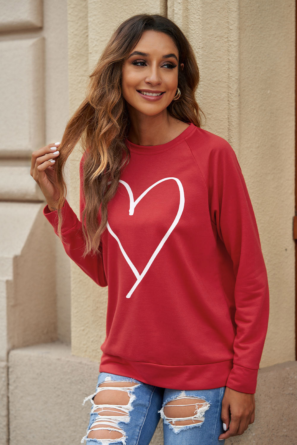 Simple Heart Graphic Valentine's Sweatshirt