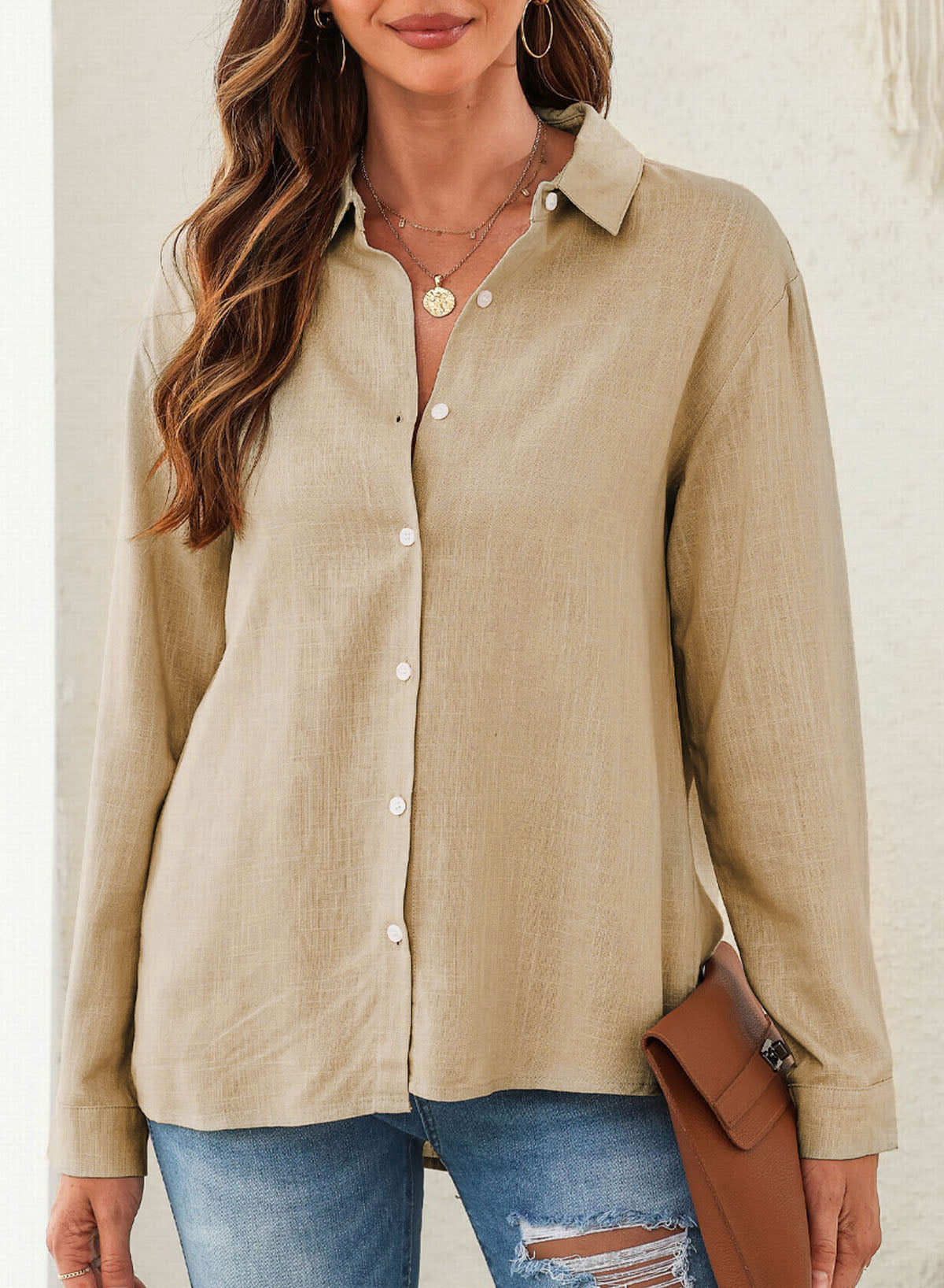 Solid Color Textured Solid Color Basic Shirt