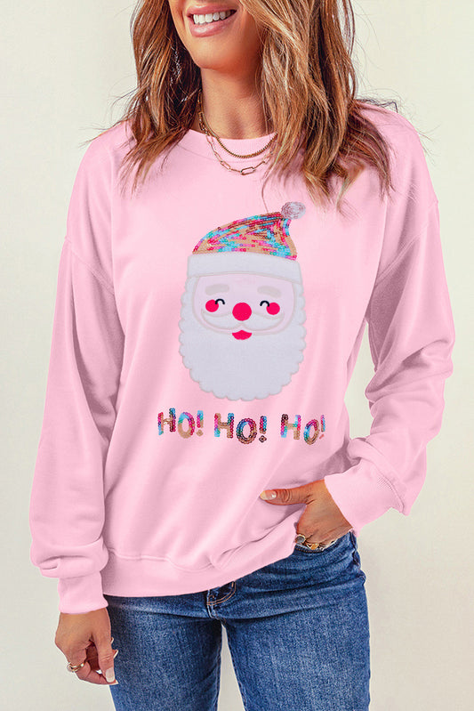 HO HO HO Sequined Santa Claus Sweatshirt