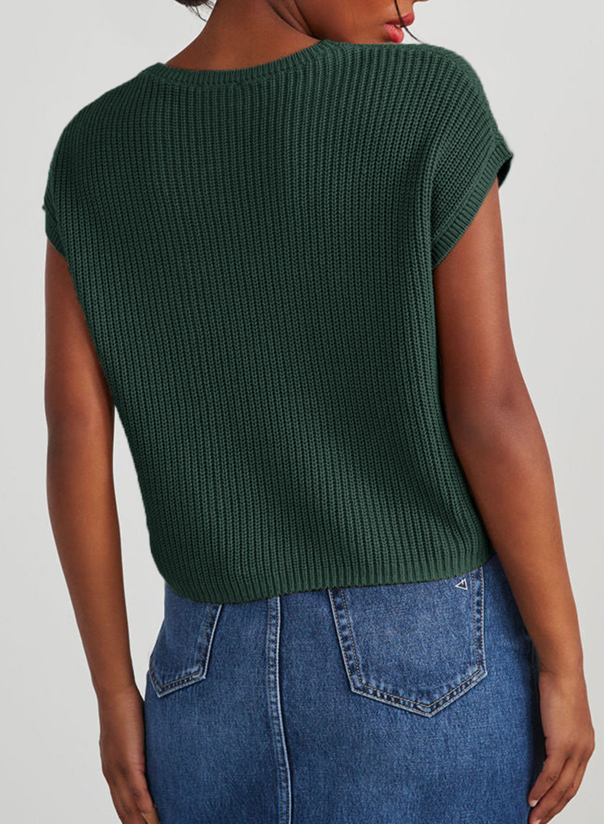 Solid Color Loose Sweater Round Neck Short Sleeve Top