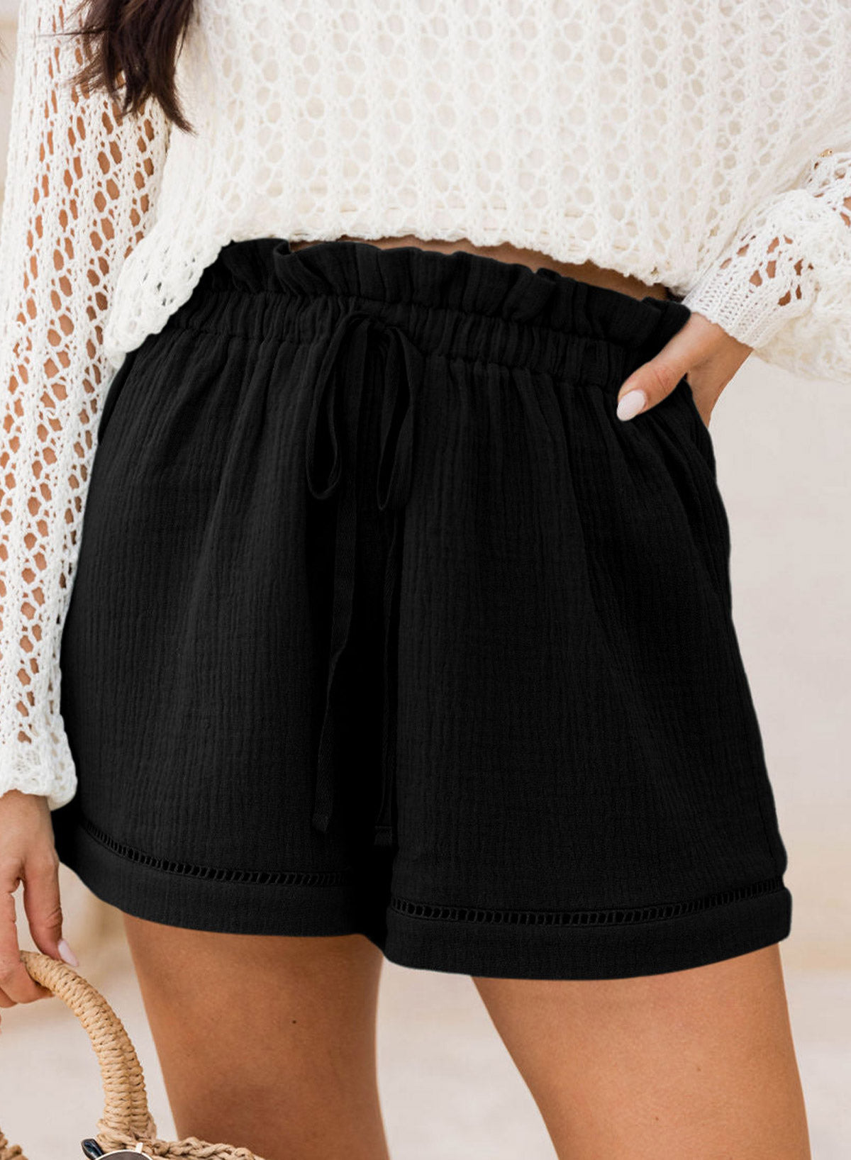 Women's Mid-rise Shorts with Pockets Lightweight Casual Shorts