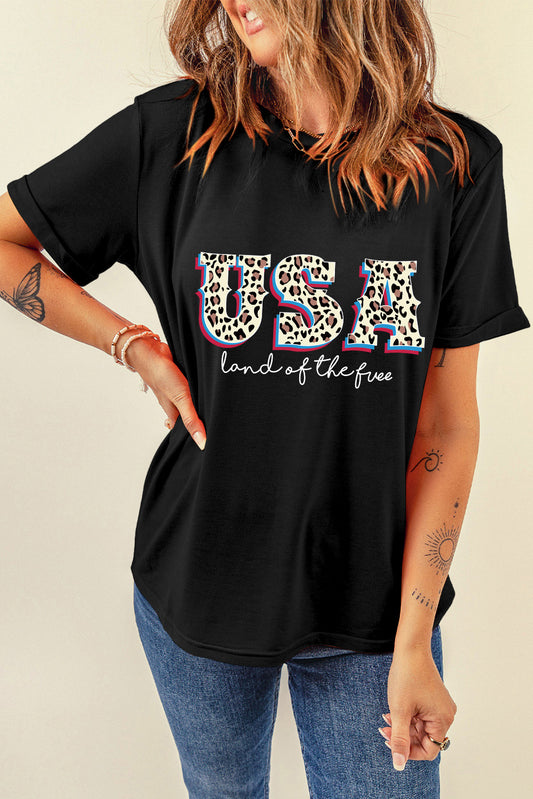 Leopard UAS land of the free Graphic T Shirt