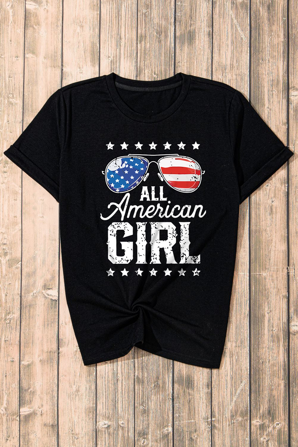 Stars and Stripes Glasses Slogan Graphic T Shirt