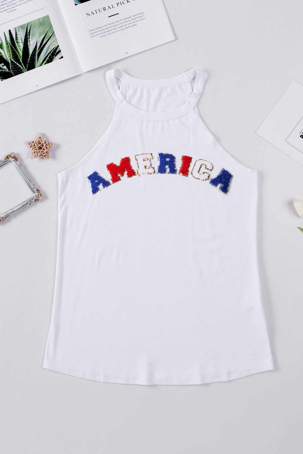 American Flag Bow Knot Print Round Neck T Shirt