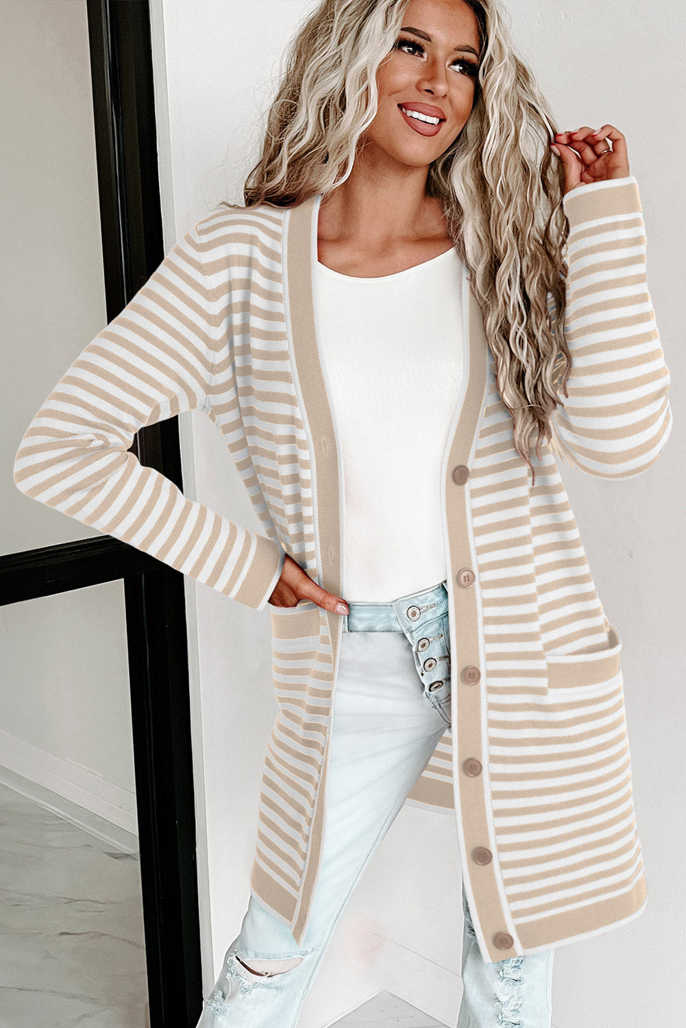 Long Sleeve Button up Tunic Cardigan