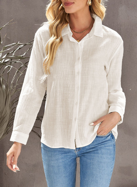 Solid Color Textured Solid Color Basic Shirt