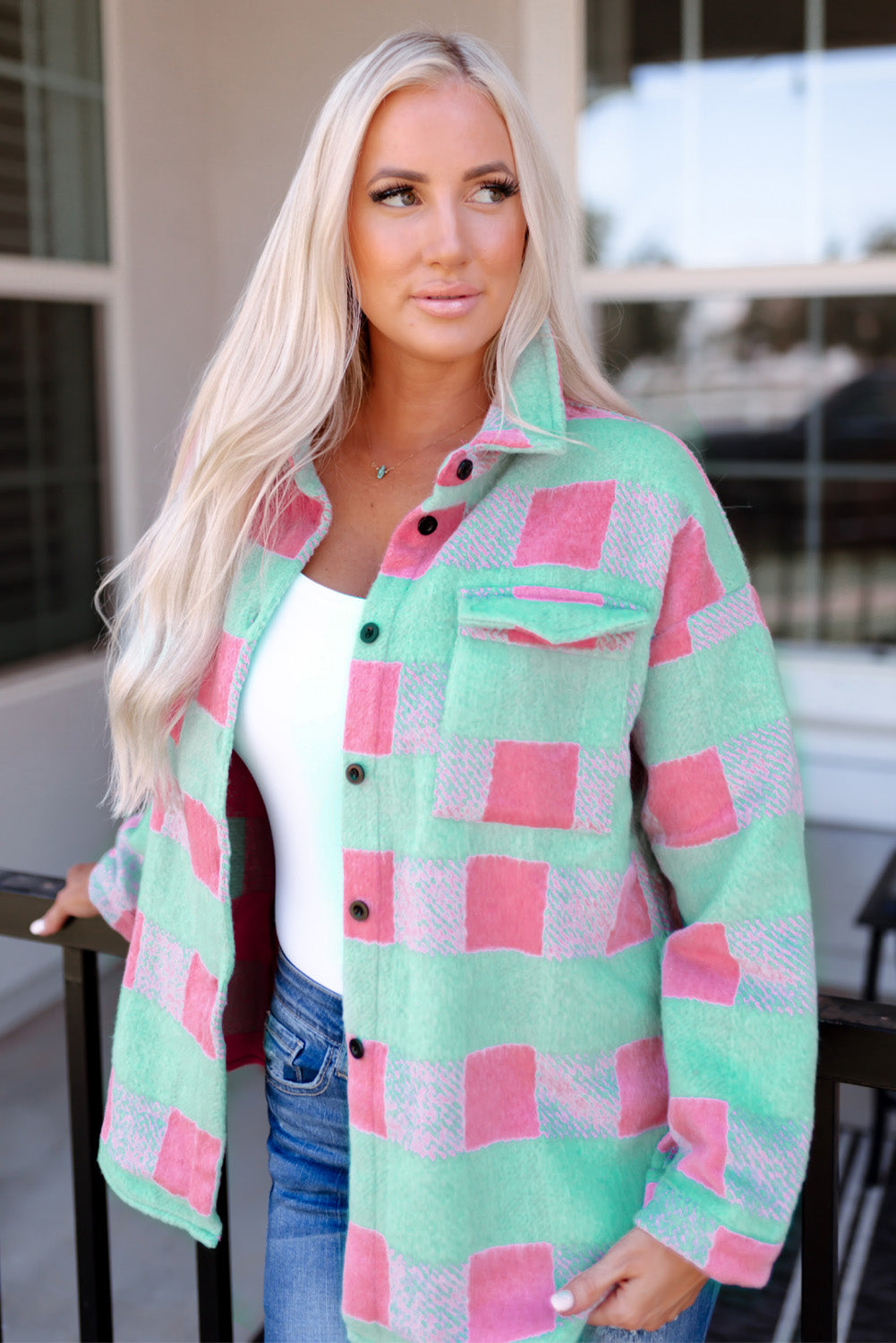 Pink Plaid Pattern?Oversized Shacket