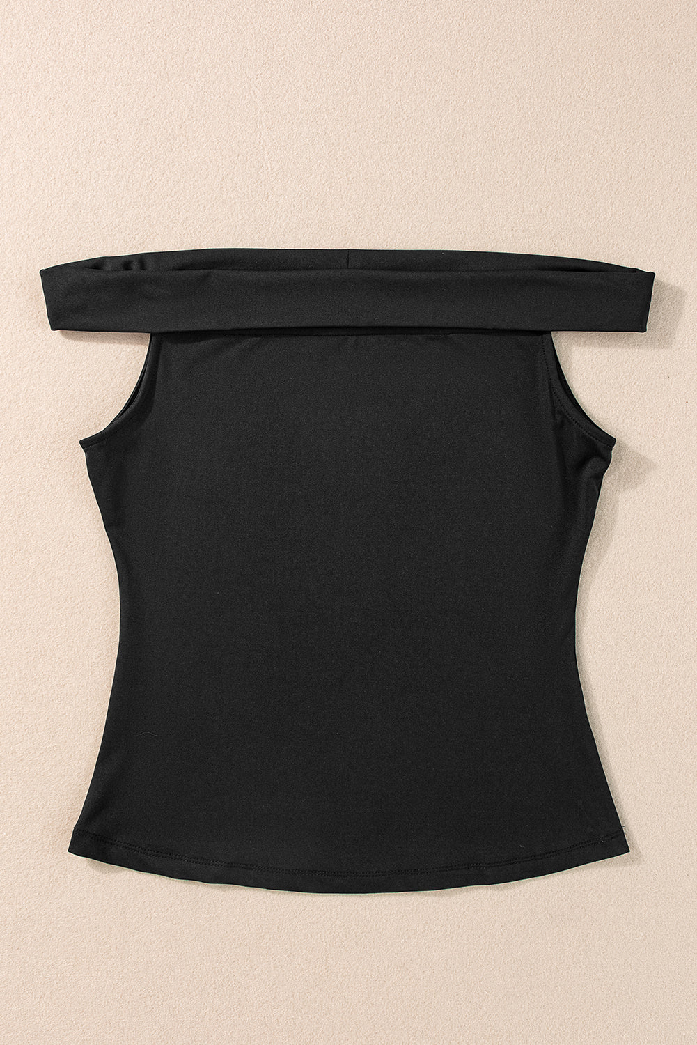 Solid Colo Folded Off Shoulder Slim Top