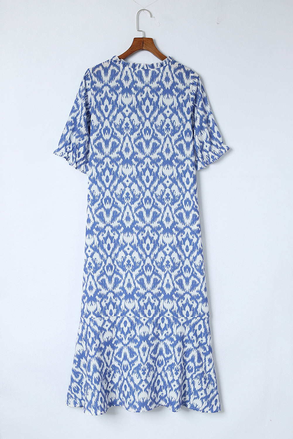 V Neck Casual Geometric Print Maxi Dress