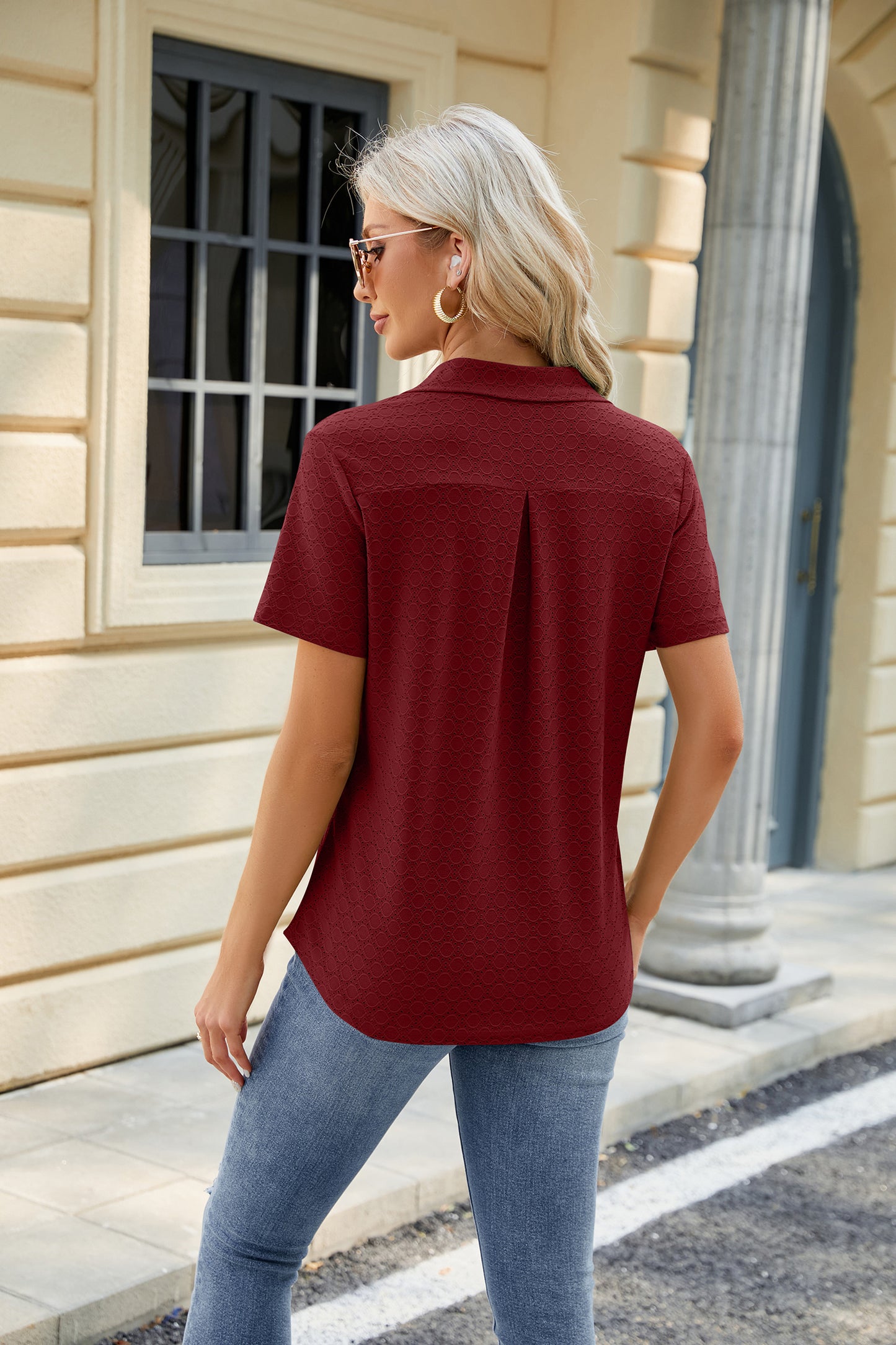 Solid Color Lapel Pocket Short Sleeve T-shirt