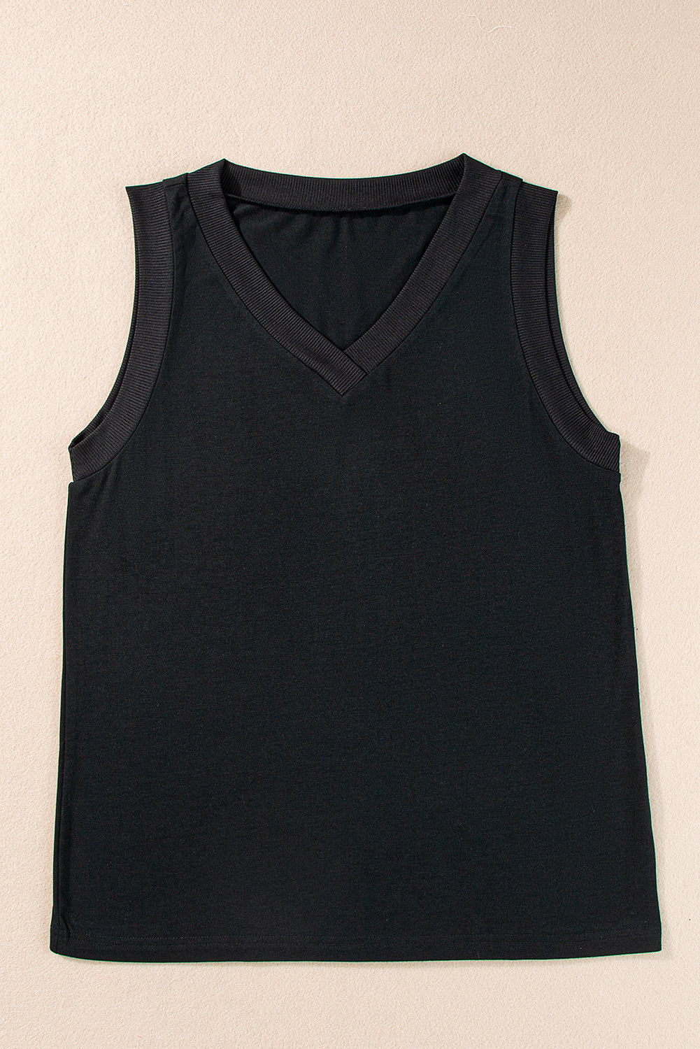 Mist Green Ribbed V Neck Tank