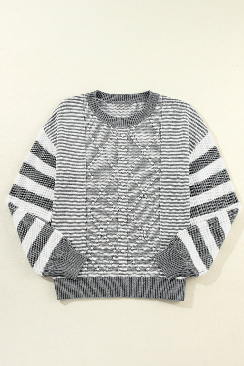 Stripe Geometric Textured Drop Shoulder Sweater