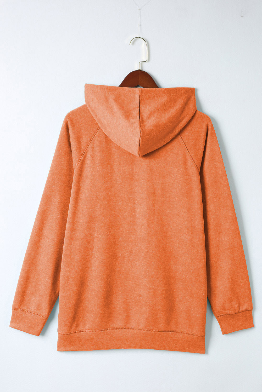 Orange Mineral Wash Kangaroo Pocket Drawstring Pullover Hoodie