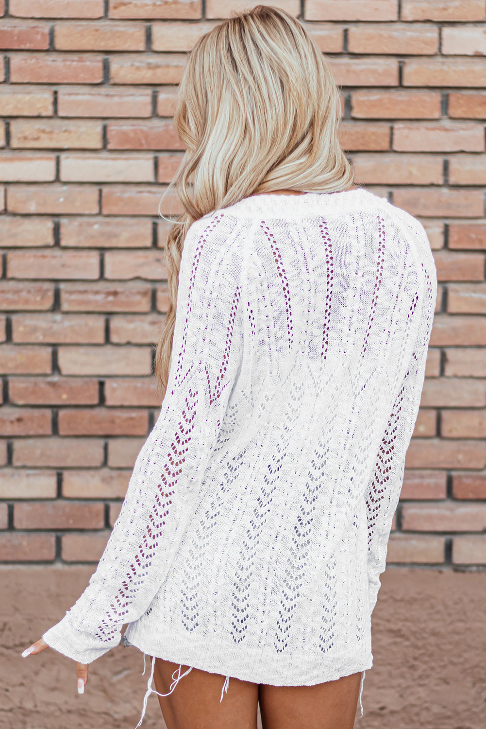 Women's Solid Open Knit Cardigan