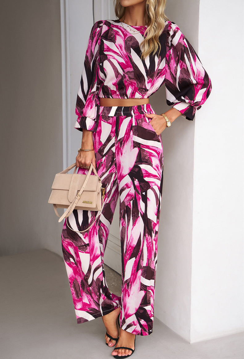 Pink Bohemia 2 Piece Outfits Long Sleeve Leisure Sets