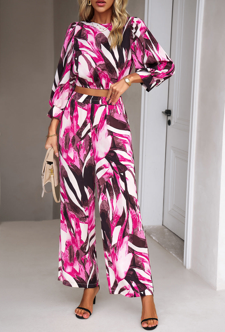 Pink Bohemia 2 Piece Outfits Long Sleeve Leisure Sets