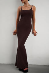 Brown Casual Elegant Bodycon Sling Maxi Dresses